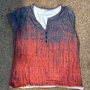 Elegant Red and Black Short Sleeve Top